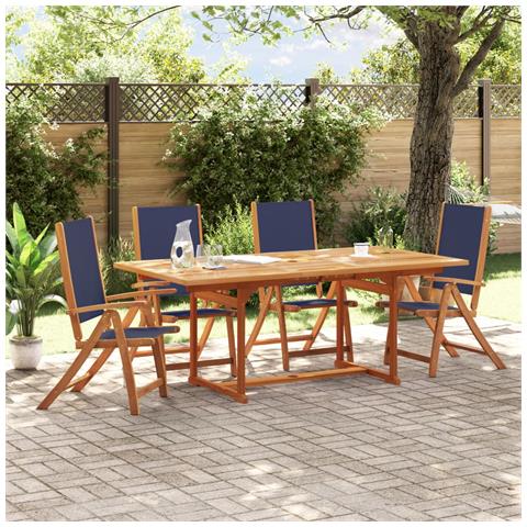 Sedie Da Giardino Pieghevoli 4 Pz Massello D'acacia E Textilene - Foto 8