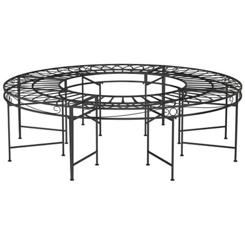 Panchina Per Albero Circolare Ø160 Cm Nera In Acciaio - Foto 1