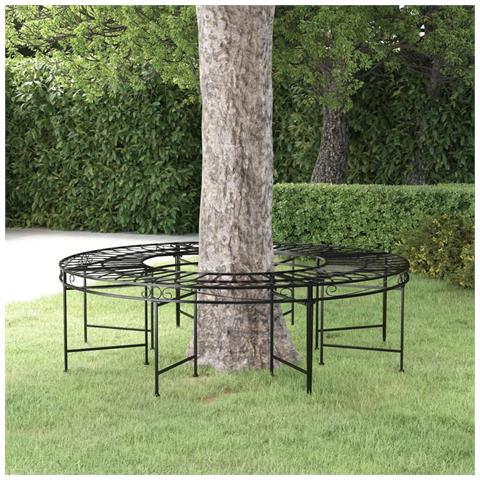 Panchina Per Albero Circolare Ø160 Cm Nera In Acciaio - Foto 6