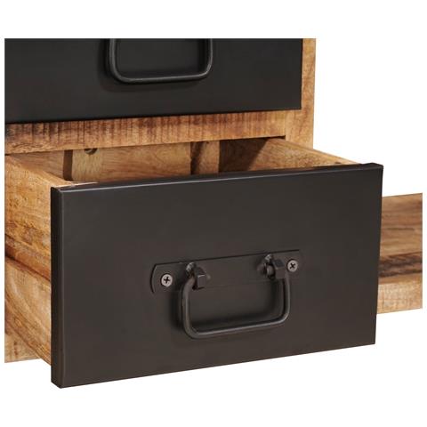 Panchina da Stoccaggio con Canvas 80x35x40 cm Legno Massello di Mango Grezzo - Foto 9