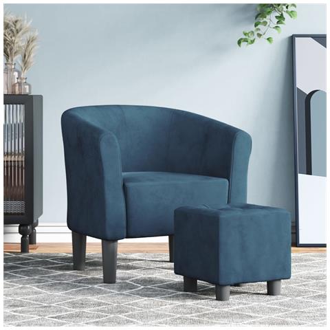 Poltrona Cabriolet con Poggiapiedi Blu Scuro in Velluto - Foto 2