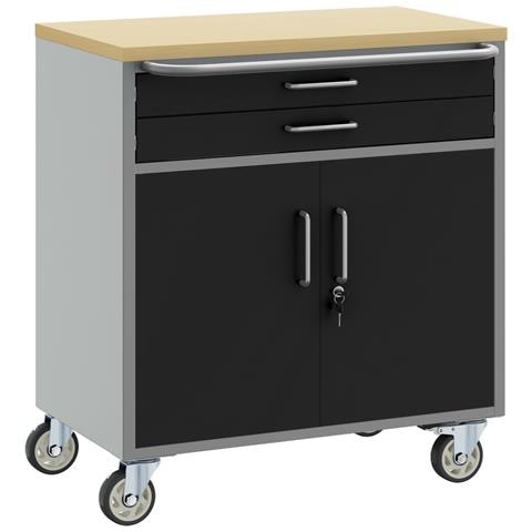 Carrello da lavoro a rulli Nero e Grigio 75 x 45 x 85 cm - Foto 1
