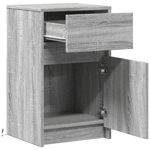 Comodini con Luci LED 2pz Grigio Sonoma in Legno Multistrato - Foto 9