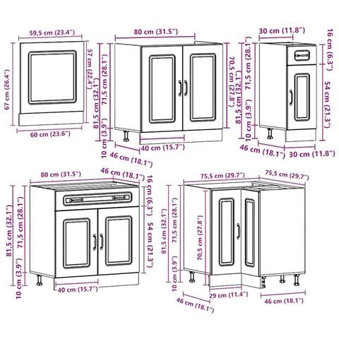 Set Mobili da Cucina 11 pz Kalmar Rovere Marrone in Truciolato - Foto 9