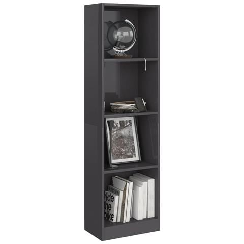 Lusso Casadino -  Libreria 4 Ripiani Grigio Lucido 40x24x142 Cm Legno Multistrato - Foto 2