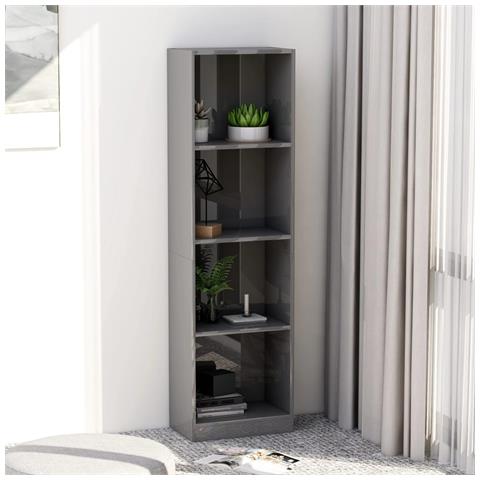 Lusso Casadino -  Libreria 4 Ripiani Grigio Lucido 40x24x142 Cm Legno Multistrato - Foto 6