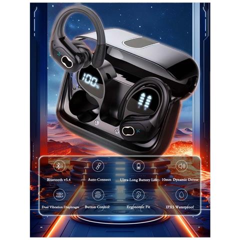Auricolari Sportivi Impermeabili Con Display Digitale E Lunga Durata Della Batteria White - Foto 3