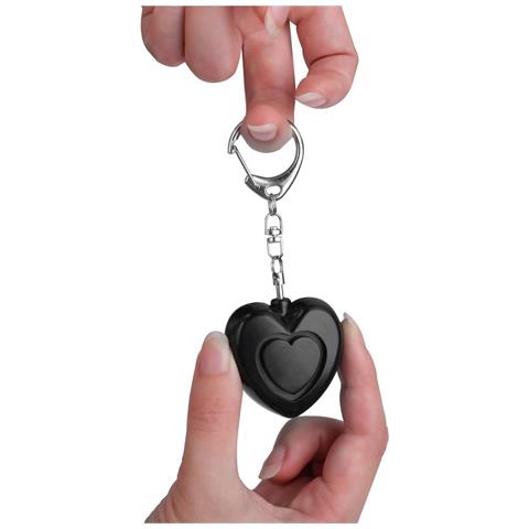 Allarme Di Sicurezza Personale A Forma Di Cuore Con Luce Led - Allarme Portachiavi Di Emergenza Da 125db Black - Foto 2