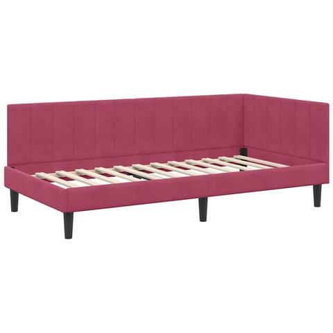 Cornice del letto ad angolo Rosso vino 90 x 200 cm Velluto - Foto 1