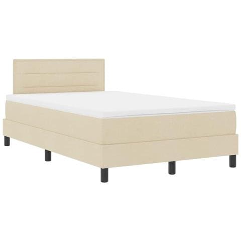 Letto a molle con materasso Crema 120 x 200 cm Tessuto - Foto 1