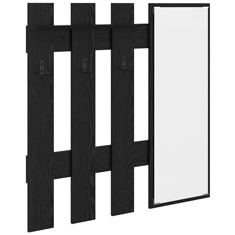 Appendiabiti a muro con specchio Rovere Nero 100 x 10 x 100 cm - Foto 1