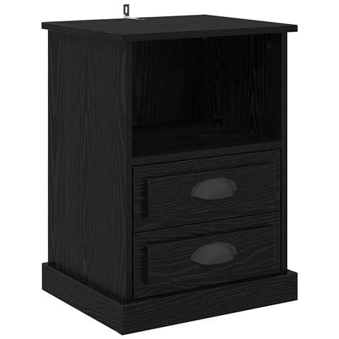 Armadio da Notte Rovere nero 43 x 36 x 60 cm Legno multistrato - Foto 1