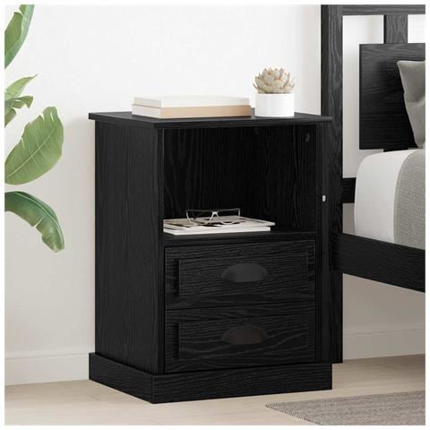 Armadio da Notte Rovere nero 43 x 36 x 60 cm Legno multistrato - Foto 2
