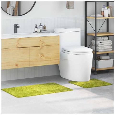 Tappeto da bagno 2 pcs Verde chiaro 50 x 50 cm Polipropilene - Foto 2