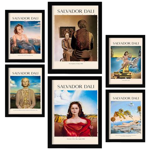 Set Di 6 Stampe Salvador Dali 2 Collezione Di Opere D'arte Quadri Decorativi Per Il Tuo Soggiorno Camera Da Letto Stampe Artistiche Da Parete Per La Casa A3 & A4 Senza Cornice - Foto 1