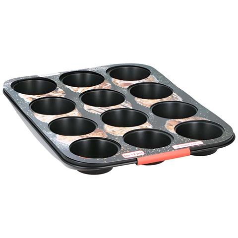 Stampo Per Muffin / Cupcake 12 Cavità Antiaderenti Cottura Omogenea, Nero - Foto 1