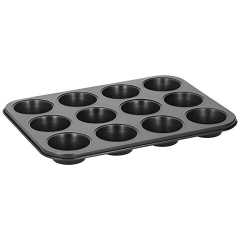 Stampo Per Muffin / Cupcake 12 Cavità Antiaderenti Cottura Omogenea, Nero - Foto 2