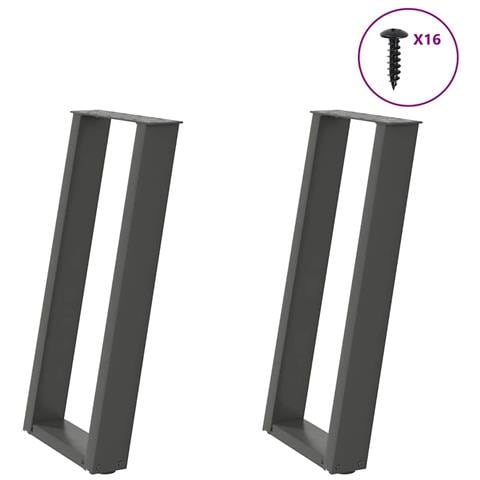 Gambe per tavolo consolle a forma di U 2 pz Antracite 38x(72-73) cm Acciaio - Foto 1