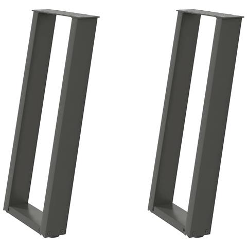 Gambe per tavolo consolle a forma di U 2 pz Antracite 38x(72-73) cm Acciaio - Foto 2