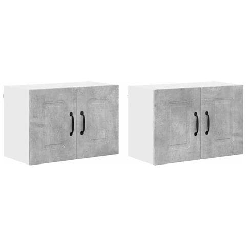 Pensile cucina con porta 2 pcs Grigio cemento 60 x 31 x 40 cm - Foto 1