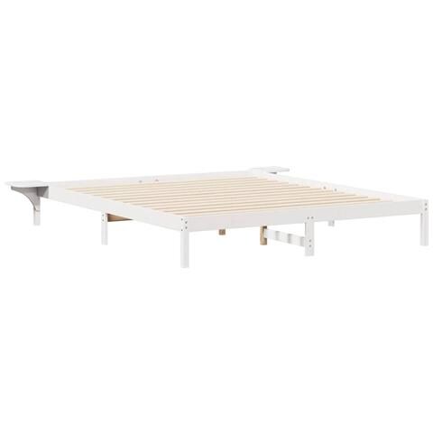 Letto con Tavolini Laterali Bianco 200 x 220 cm Pino massello - Foto 1
