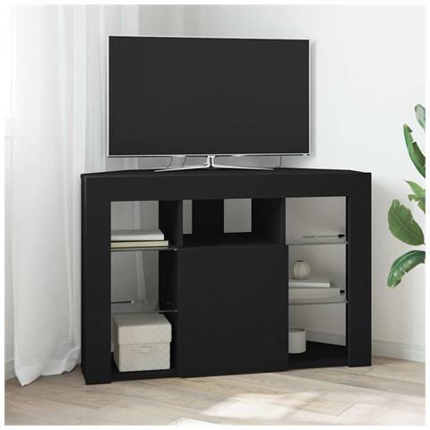 Mobile TV LED Angolare Nero 101 x 40 x 68 cm Legno multistrato - Foto 2