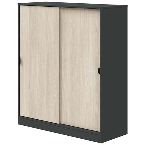 Armadio Camera Da Letto Resana - Guardaroba 2 Ante 4 Ripiani, 100x119h Cm Nero Antracite - Foto 1
