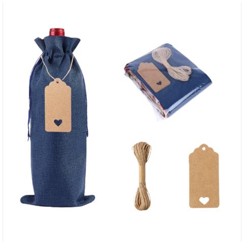 Confezione Da 24 Sacchetti Di Iuta Con Coulisse - Sacchetti Regalo Riutilizzabili Per Bottiglie Blue - Foto 1