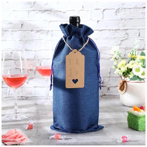 Confezione Da 24 Sacchetti Di Iuta Con Coulisse - Sacchetti Regalo Riutilizzabili Per Bottiglie Blue - Foto 7