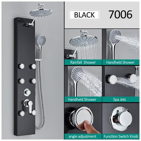 Pannello doccia Blackswan, modello M7006 nero con soffione e funzioni SPA, misura 111 cm - Foto 2