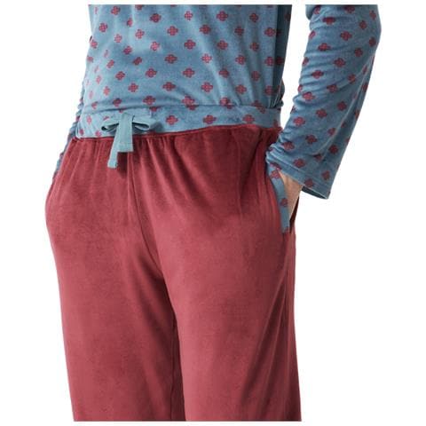 Pigiama Da Uomo In Velluto Girocollo /mezza Zip Manica Lunga Jjb7 - Foto 2