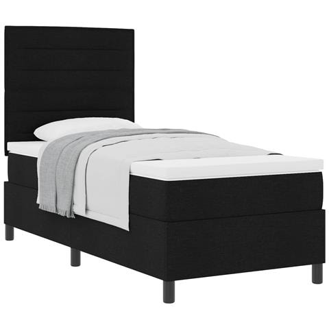 Letto a molle con materasso Nero 90 x 200 cm Tessuto - Foto 1