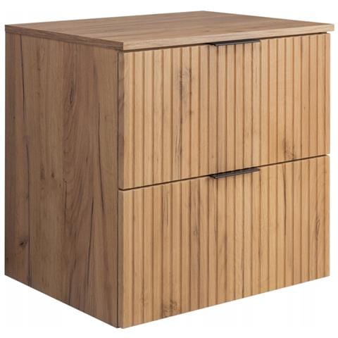 | Mobiletto - 60 cm | Marrone opaco - Rovere | L /H /D 60/57/46 cm | 2 cassetti Softclose | Mobili da bagno, mobili da bagno, mobili base - Foto 1