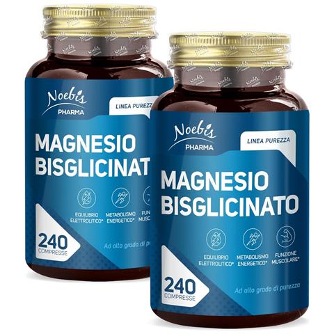 Magnesio Bisglicinato 240 Compresse - Alta Biodisponibilità e Tollerabilità - Energia, Muscoli e Sistema Nervoso (Confezione doppia) - Foto 1