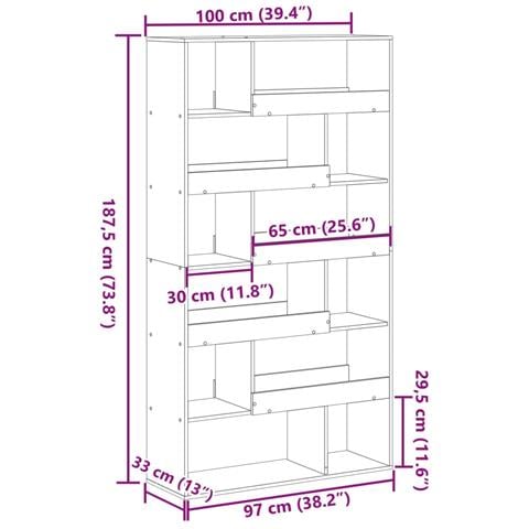 Libreria Legno Antico 100x33x187,5 cm in Truciolato - Foto 9