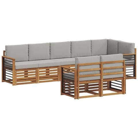 Set divani con cuscino 8 pcs Grigio Naturale e Chiaro - Foto 1