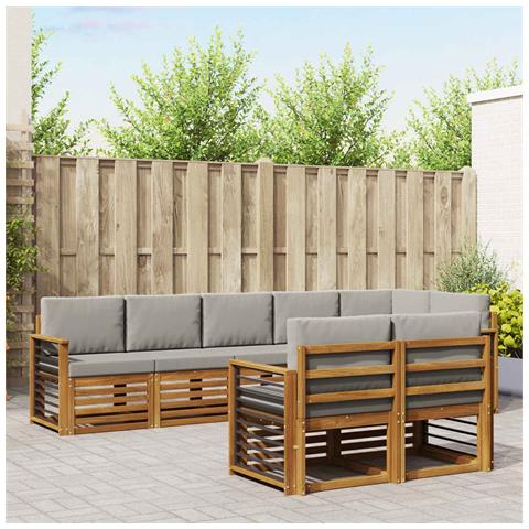 Set divani con cuscino 8 pcs Grigio Naturale e Chiaro - Foto 2