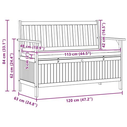 Panchina con contenitore con cuscino con porta 120 x 63 x 84 cm - Foto 8