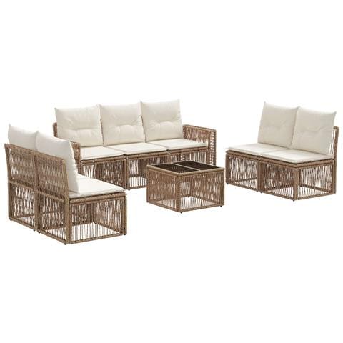 Set Divano da Giardino 8 pcs Beige e Bianco Crema polyrattan - Foto 1