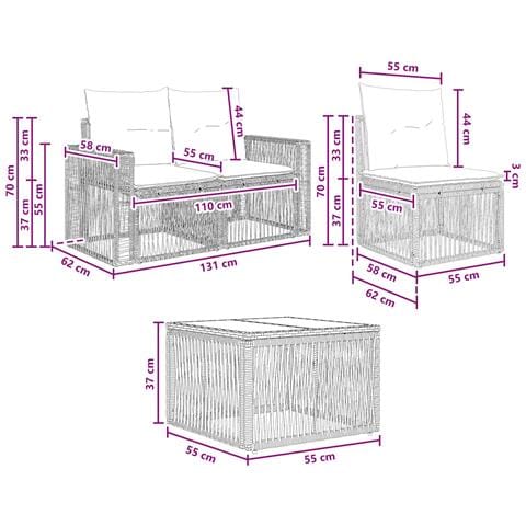 Set Divano da Giardino 8 pcs Beige e Bianco Crema polyrattan - Foto 9