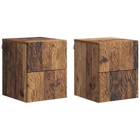 Mobiletto da notte a muro 2 pcs Legno antico 34,5 x 33 x 40 cm - Foto 1