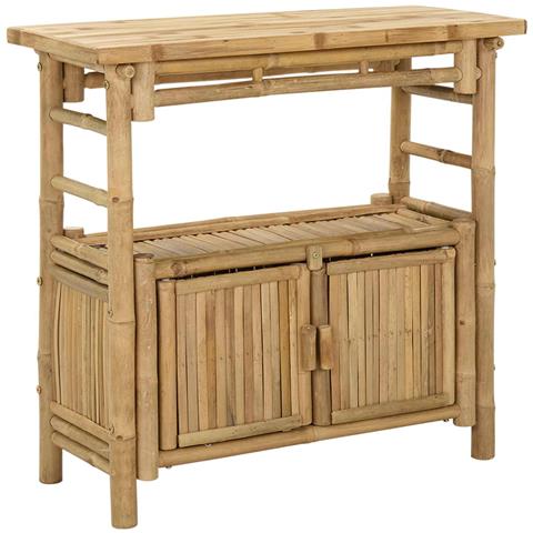 Tavolo consolle con lo scaffale Naturale 80 x 35 x 75 cm Bambù - Foto 1