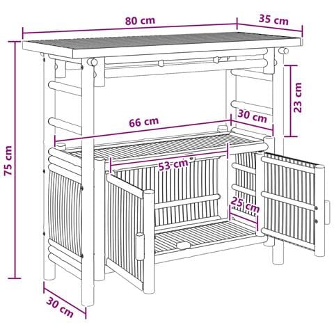 Tavolo consolle con lo scaffale Naturale 80 x 35 x 75 cm Bambù - Foto 8