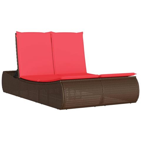 Lettino Prendisole con Cuscini Marrone in Polyrattan - Foto 1