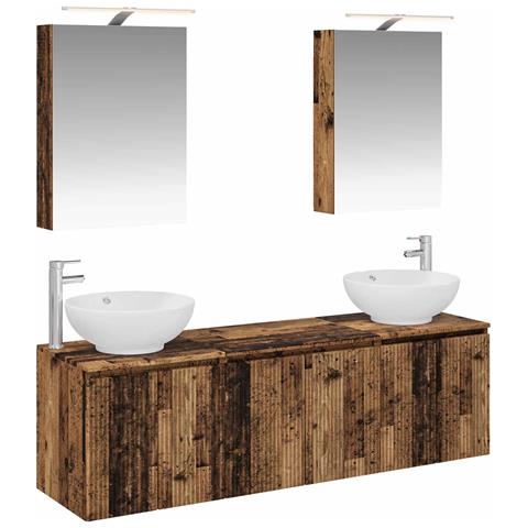 Set di Armadi da Bagno 5 pcs Legno antico Legno ingegnerizzato - Foto 1