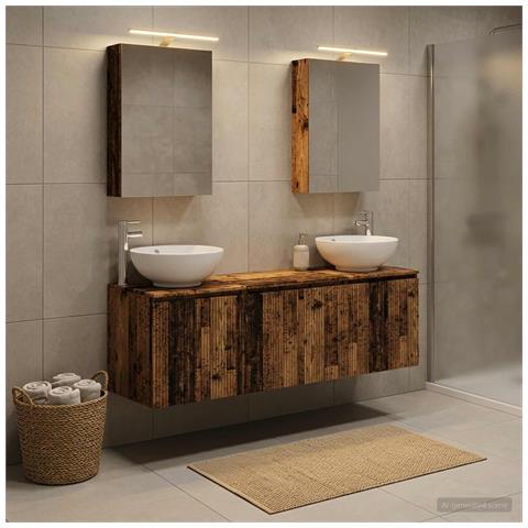 Set di Armadi da Bagno 5 pcs Legno antico Legno ingegnerizzato - Foto 2