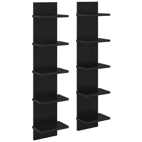 Scaffale da parete 2 pz Rovere Nero 22 x 15 x 100 cm - Foto 1