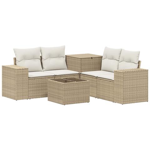 Set di divani 6 pz Beige e Bianco Crema - Foto 1
