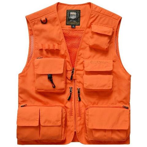 SLOWMOOSE - Giacca Da Gilet Da Pesca Tattica Da Uomo All\u0026#39; aperto,  Giacche Da Viaggio Senza Maniche Multi Tasche Safari [ arancio / L] - ePRICE