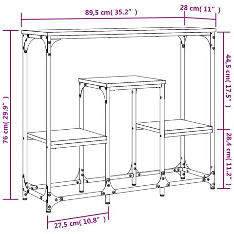 Tavolino Consolle Nero 89,5x28x76 Cm In Legno Multistrato - Foto 11